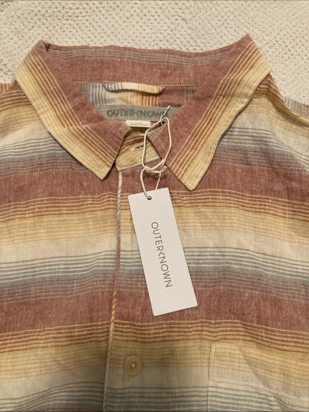 Outerknown Mens Multistripe Button Shirt in size L NWT